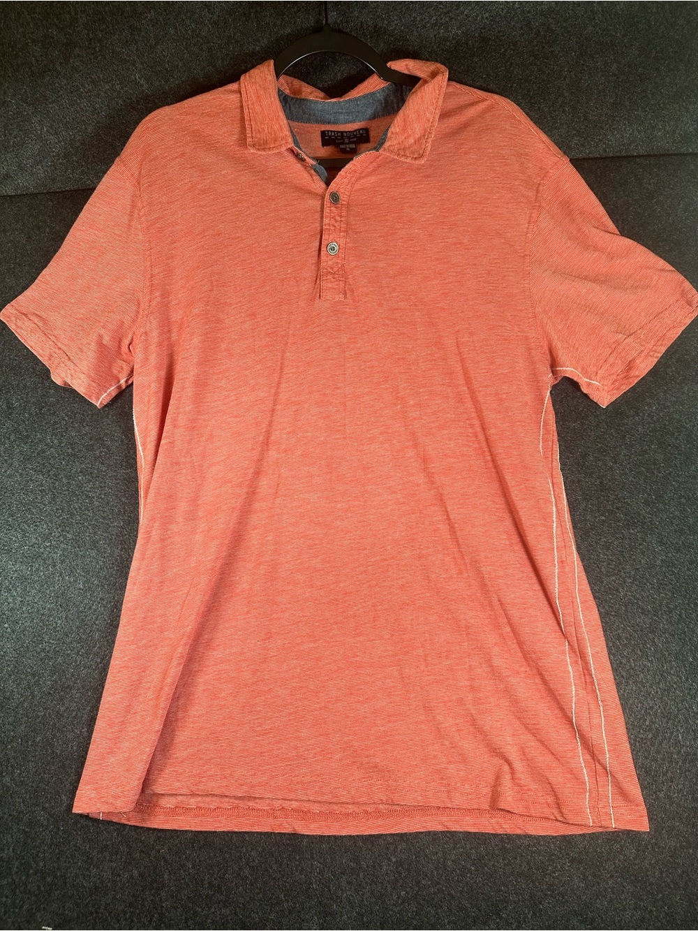 Trash Nouveau Men's Polo Shirt Size XL Orange Striped Short Sleeve Golf